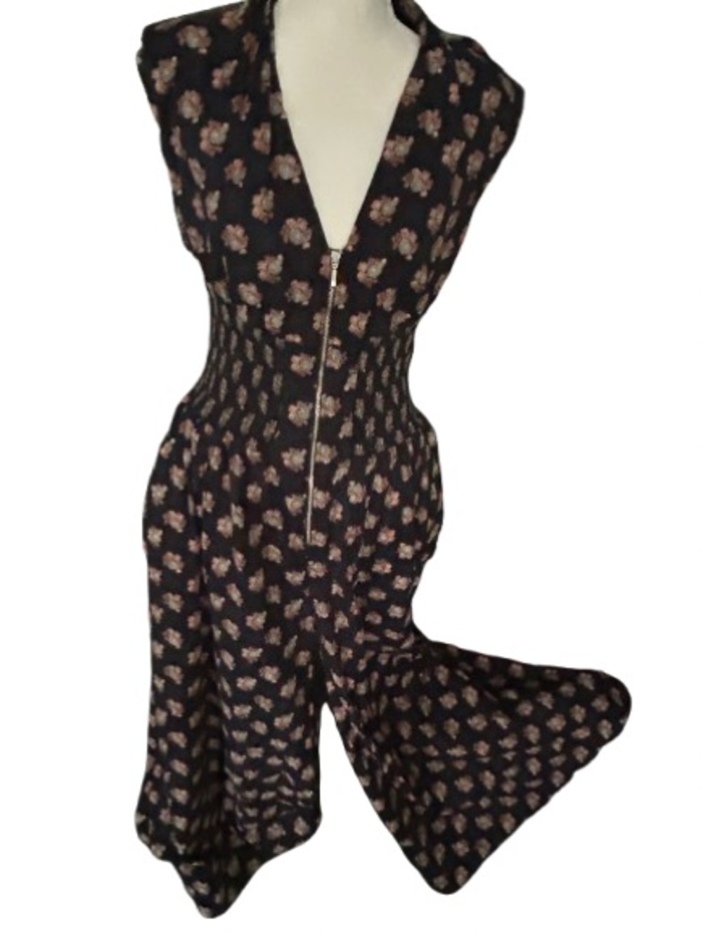 100% Cotton ANTHROPOLOGIE Jumpsuit Wide Legged Palazzo Floral Pants Boho Cottage